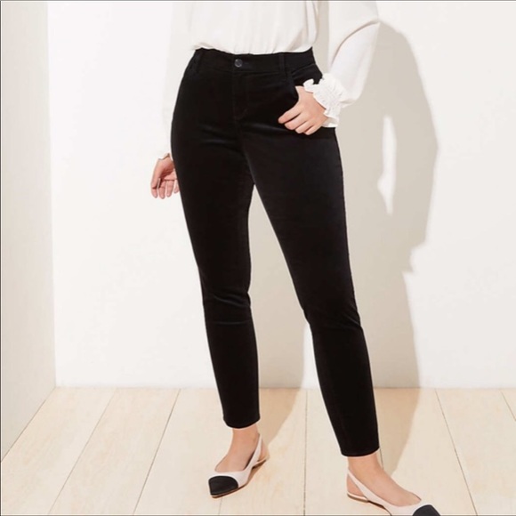LOFT Pants - LOFT Plus Black Midrise Velvet Skinny Pants size 22 NWT